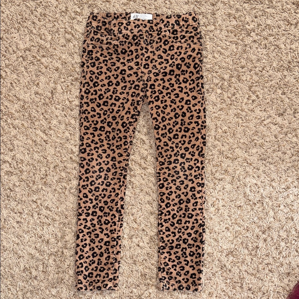 Size 4-5 girls H&M leopard print corduroy pants.